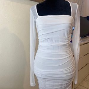 White Mesh midi dress